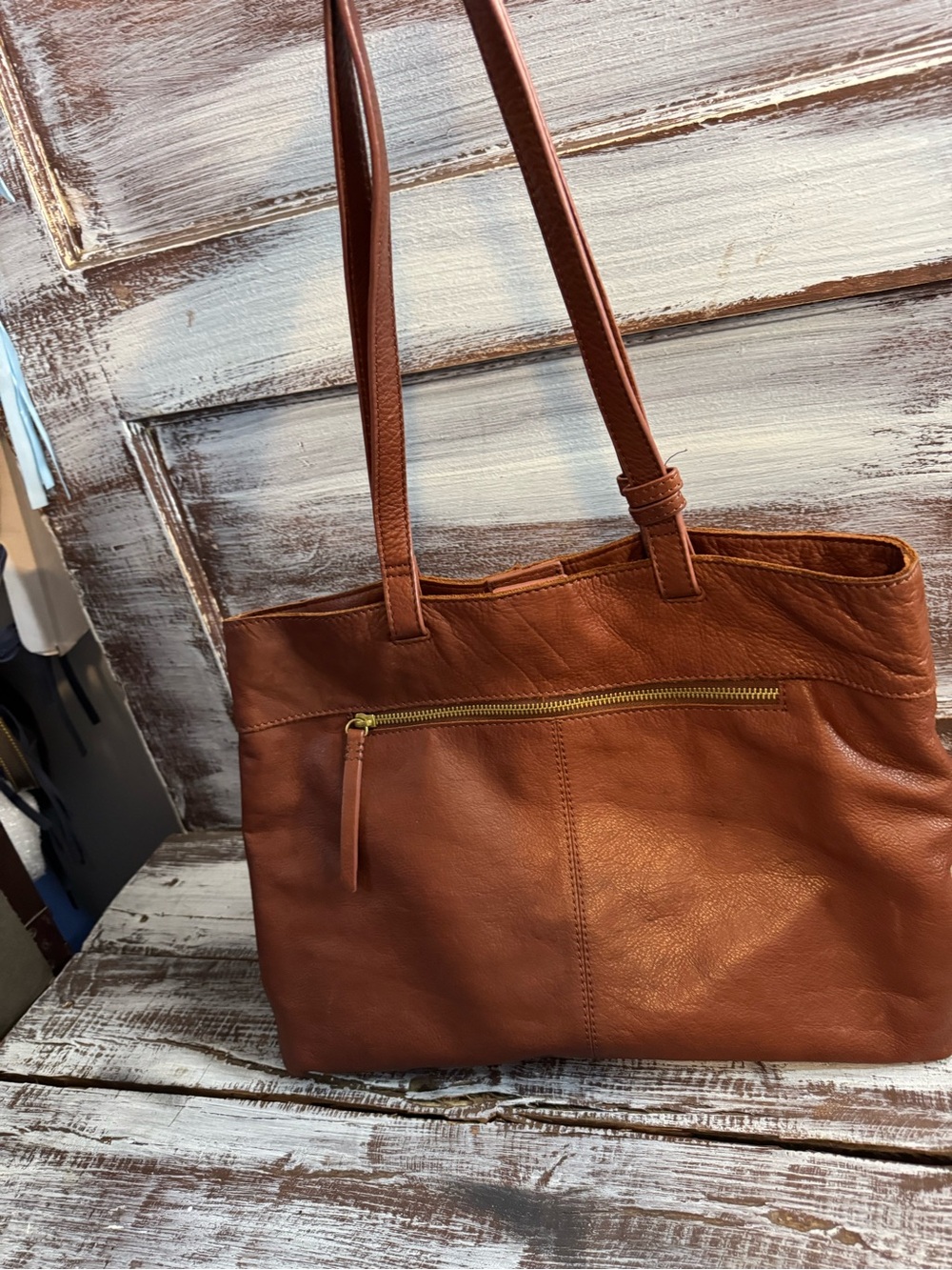 Woven Leather Shoulder Tote in Brown - Picture 4 of 10